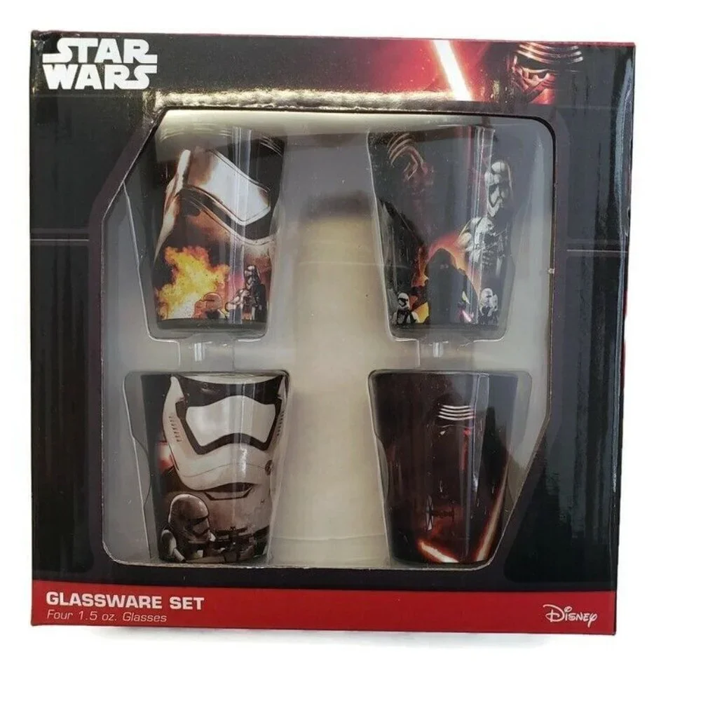 Disney Star Wars 1.5 oz Collectible Glassware Set Of Four Design Shot Glasses